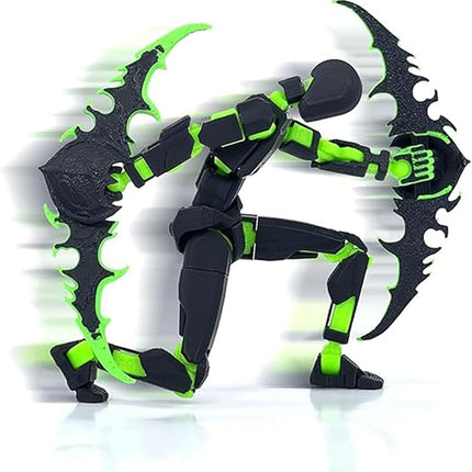 T13 Action Figure Set, 3D Printed Multi-Jointed Movable Robot Dummy Set Lucky 13 Action Figure Articulated, for Collectors Desktop Decorations (Black Green)