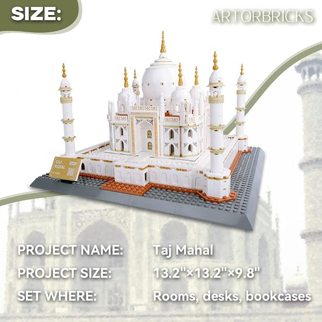 ArtorBricks Architectural Taj Mahal Large Collection Building Set Model Kit and Gift for Adults (1503 Pieces)