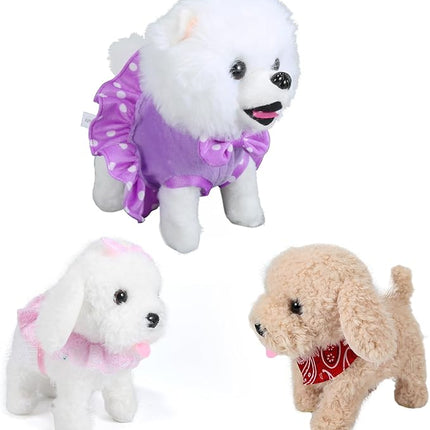 Interactive Walking Plush Puppy Toy Dog, Remote Control Electronic Robot Dog Realistic Wagging Tail, Rich Grooming Set, Gift Toy for Girls & Boys, Kids Age 3, 4, 5, 6 (Accessories Updated)