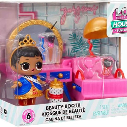 L.O.L. Surprise! OMG House of Surprises Beauty Booth Playset with Her Majesty Collectible Doll and 8 Surprises, Dollhouse Accessories, Holiday Toy, Great Gift for Kids Ages 4 5 6+ Years & Collectors
