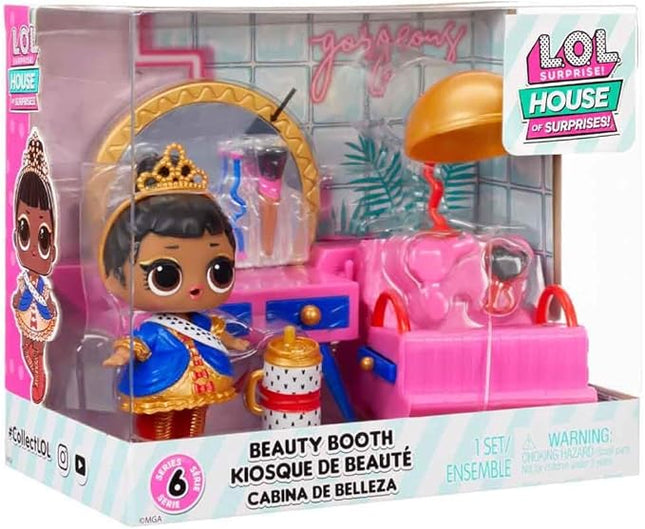 L.O.L. Surprise! OMG House of Surprises Beauty Booth Playset with Her Majesty Collectible Doll and 8 Surprises, Dollhouse Accessories, Holiday Toy, Great Gift for Kids Ages 4 5 6+ Years & Collectors