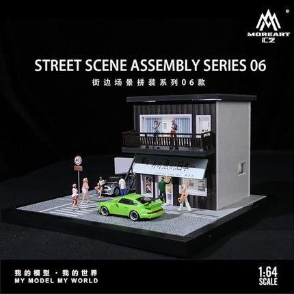 Street Scene Assembly Series 06 Diorama 1:64 Scale with LED Lighting and Acrylic Cover – Diecast Car Display for Hot Wheels, Matchbox, MiniGT – Dimensions: 22x19.5x15.5 cm