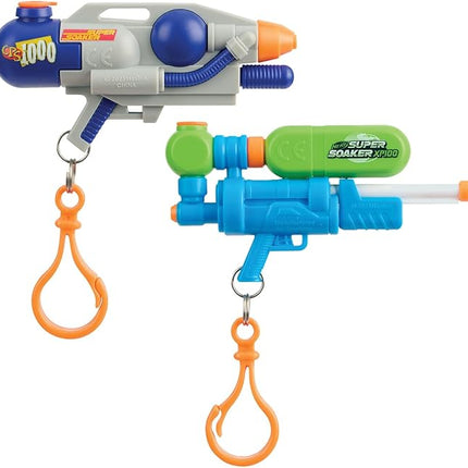 NERF Super Soaker Nano Soakers with Keychain – 2 Pack Mini Water Blasters with 18 Ft Range for Big Battles