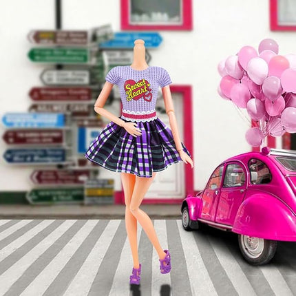 17 Pcs Doll Clothes and Accessories Suitcase Travel Set - Miniature Laptop Computer Tablet Phone, Suitcase,Backpack Bag,Clothes Set,Shoes,Telescope,Dollars,Omelette Toast Set for 11.5" Doll