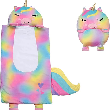 Kid's Nap Buddies Character Preschool Nap Mat, Toddler Sleeping Bag with Pillow for Daycare, Ages 3+