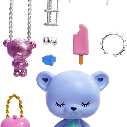 Barbie Extra Fancy Fashion Doll & Accessories Dressed in a Teddy-Print Gown with Sheer Train, Plus Teddy Bear Pet