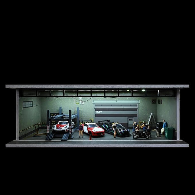 Display Case for Hot Wheels,Diorama 1/64 Scale Car Garage Model with LED Lights and Acrylic Cover, Stackable Car Parking Lot Model,Diecast Car Display Case (Underground Garage)