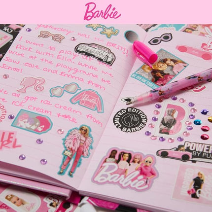 Barbie Sparkle Journal Set for Kids, Journal Kit with Stickers and Gems