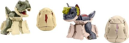 Mattel Jurassic World Hidden Hatchers Figure 4-Pack, Survival Instinct Set with 2-in-1 Transforming Toy, 8-Step Egg to Dinosaur