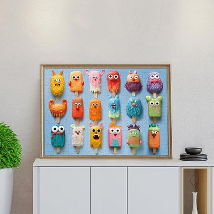 1000 Pieces Jigsaw Puzzles for Adults and Teens and Kids Family Games Happy Time Popsicle Monsters (Upgrade Version)