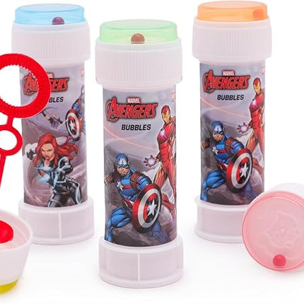 Toyland® Pack of 12 Avengers Bubbles with Wands, 2fl oz Solution & Novelty Maze Lid - Pocket Money & Party Bag Toys