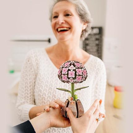 Jege 3D Flowers Wooden Puzzles for Adults,DIY Wooden 2 Flowers per Kit Building Set for Home Decor, Creative Craft Gift Toys Kits with 2 Perfume Bottles and Diffuser Sticks (Rose + Hydrangea)