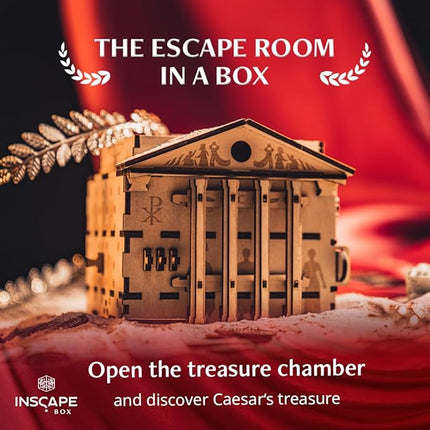 INSCAPE Caesar´s Riches Puzzle Box - Cluebox - Wooden Escape Room in A Box for Adults - Mind Puzzles - Puzzle Boxes with Hidden Compartments - Birthday Gift Gadget for Men and Women