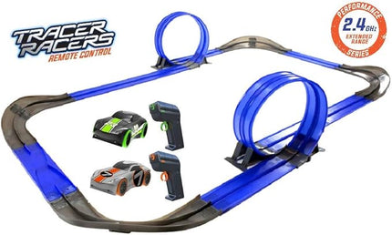 2.4 GHz Radio Control Remote Slot-Less, Cordless Racing Super Loop Speedway Track Set with Two Cars