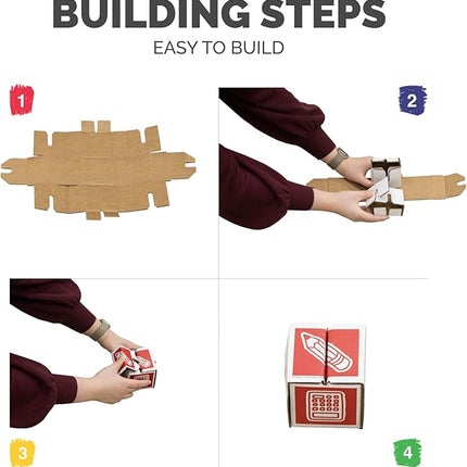 Bankers Box at Play Cardboard ABC/123 Building Learning Blocks, 50 Pack, Larger 3"x 3" Montessori Toy Blocks for Kids and Families