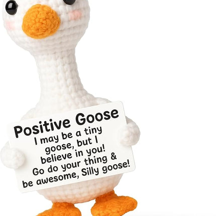 Mini Goose Positive Crochet Animals - Handmade Emotional Support Crochet Doll Desk Decor Pickle Gifts Emotional Support Plush for Anxiety & Stress Relief