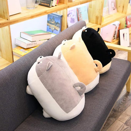 EHOTONG Shiba Inu Dog Plush Pillow, Corgi Stuffed Animal Plush Toy Hug Pillow Gifts for Girl Boy (Black, 11.8in)