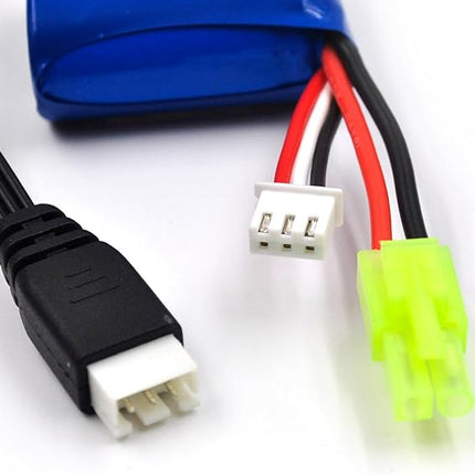 (4-Pack) 7.4V 600mAh Li-ion Battery with Mini Tamiya Plug Replacement for H102 H106 H108 H110 H112 H122 DEERC H121 TX121 RC Boats 2022 Version