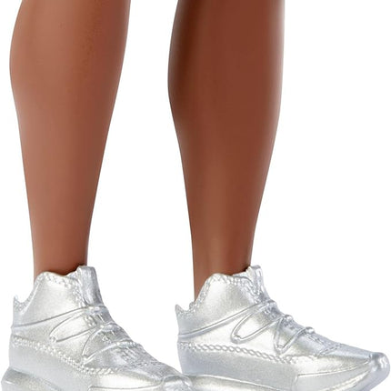 Barbie Fashionistas Ken Doll #123, Broad with Black Curly Hair Wearing Multi-Colored Camo Print Shirt, Neon Green Shorts & Silvery Sneakers