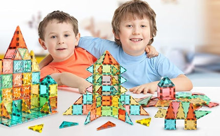 Magnetic Tiles,Magnet Building Blocks Construction Stacking Educational Toy Creative Playboard for Kids Ages 3+ (60 Pieces)