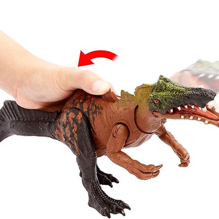 Mattel Jurassic World Wild Roar Dinosaur Toy with Sound & Attack Move, Irritator Posable Action Figure Includes Digital Play, 11 inches Long