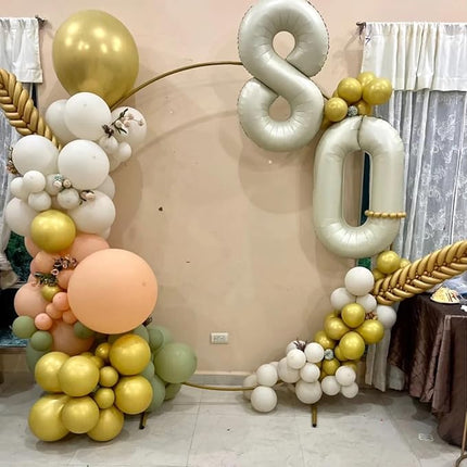Smlpuame 40 Inch Beige Number 8 Balloons for 8th Birthday Decorations Boys Girl, Giant Self-Sealing Cream Foil Number 0-10 White Sand Balloon for Women Men Party Anniversary Baby Shower Supplies