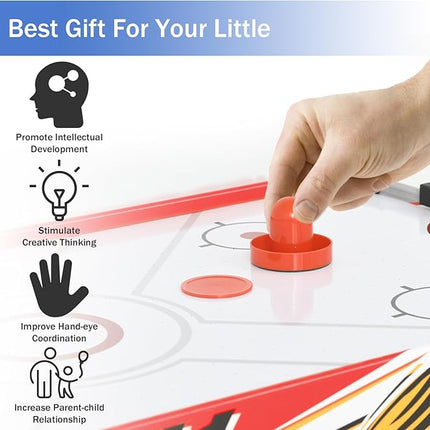 Table Top Air Hockey Table for Kids, 32” Mini Tabletop Air Hockey Game w/Electric Motor Fan, 2 Pushers and 2 Air Hockey Pucks, Great for Playing on The Floor, Tabletop