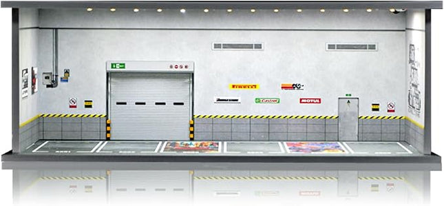 1/64 Scale Cars Display Case: Toy Car Parking Garage with LED Light Compatible with Hot Wheels, FoamBoard Storage Display for Matchbox with Acrylic Cover (Depot)