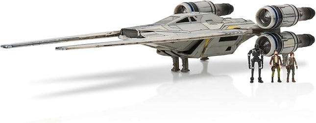 Jazwares Star Wars Micro Galaxy Squadron U-Wing Starfighter - 12-Inch Vehicle with Foldout Wings, Troop Bay, Sniper Gun, and Three 1-Inch Micro Figure Accessories