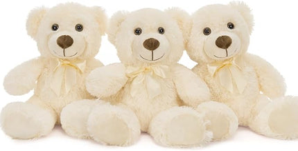 MaoGoLan 3 Pieces Bulk Soft Beige Stuffed Animals, 13.5" Cuddly Mini Teddy Bears for Baby Shower, Wedding, Party, Engagement