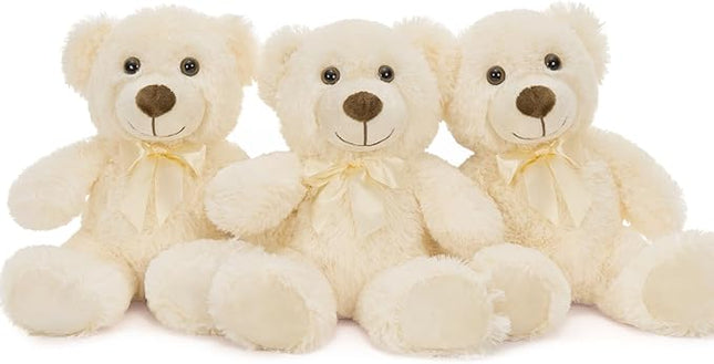 MaoGoLan 3 Pieces Bulk Soft Beige Stuffed Animals, 13.5" Cuddly Mini Teddy Bears for Baby Shower, Wedding, Party, Engagement