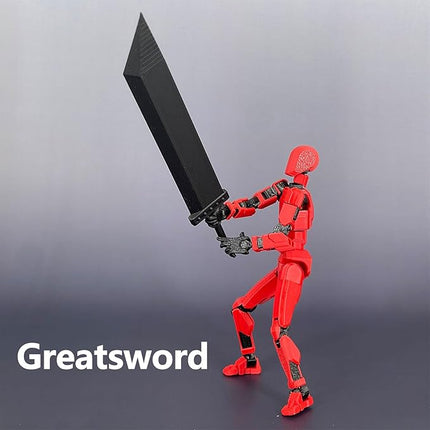 Assembled Titan 13 Action Figure Set, 3D Printed T13 Dummy Action Figure Multi-Jointed Movable Hand, Lucky 13, Desktop Decorations Game Gifts, (Black-Green)