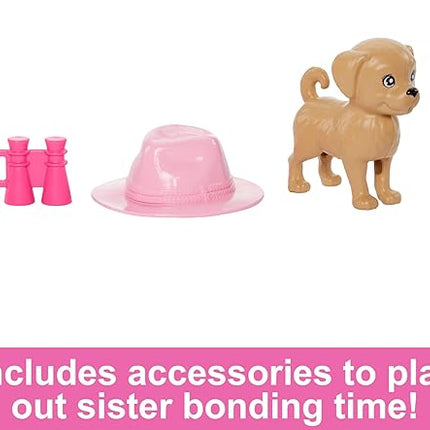 Barbie & Stacie Doll Set with 2 Pet Dogs & Accessories, Dolls with Blonde Hair & Blue Eyes, Summer Clothes
