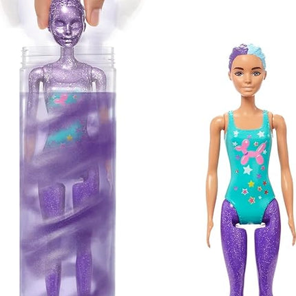 Barbie Color Reveal Doll, Glittery Purple with 25 Hairstyling & Party-Themed Surprises Including 10 Plug-in Hair Pieces