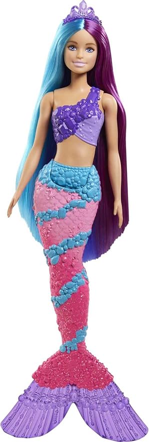 Barbie Dreamtopia Doll, Mermaid Toys, Pink Ombre Tail & Extra-Long Fantasy Hair with Brush, Tiaras & Styling Accessories