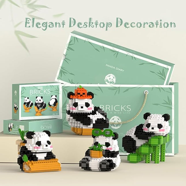Mini Building Blocks 3D Building Toy Panda, Mini Blocks Building Sets, Ideal Gift for Birthdays, Christmas (6 Sets with 2502 PCS)