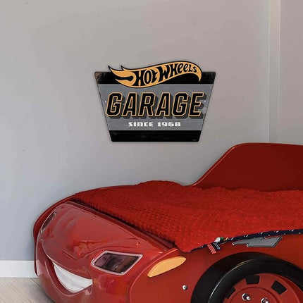 Mattel Hot Wheels Garage Metal Sign - Vintage Hot Wheels Sign for Garage, Bedroom or Man Cave