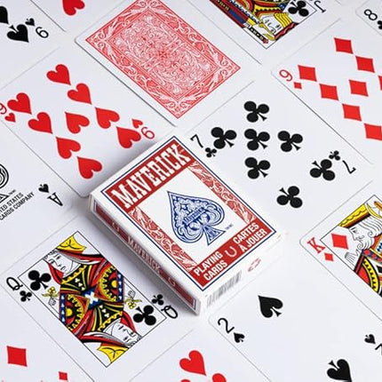Maverick Playing Cards 12 Pack, Standard Index, Red and Blue Decks, Bulk Playing Cards for Poker, Card Games, and Family Game Night
