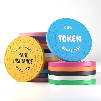 100 Personalized Plastic Diamond Chips, Print Your Image and Text, Tokens for Casino Player, Board Game, Late Night Poker Game, Party, Bar, Golf Ball Markers, Business Cards, Redemption