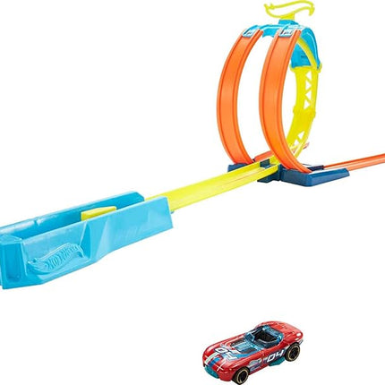 Hot Wheels Toy Car Track Set, Track Builder Playset, Split Loop Pack & 1:64 Scale Vehicle, Compatible with Other Sets & Tracks