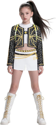 Girls Demon Pop Singer Hunters Costume 3-14 Years Stage Dance Idol Cosplay Outfit, Kids Halloween Costumes