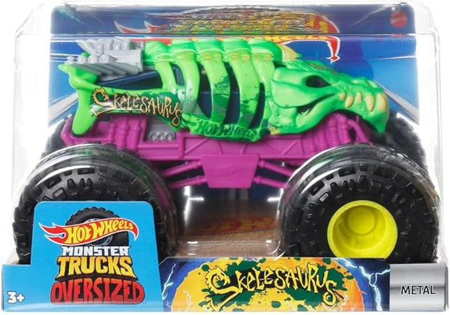 Hot Wheels Monster Trucks Skelesaurus 2024 Toy, 1:24 Scale Die-Cast