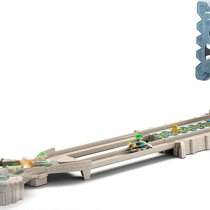 Hot Wheels Mario Kart Track Set & Toy Car, Thowmp Ruins Playset with Luigi Kart Vehicle & Pull-Back Launcher