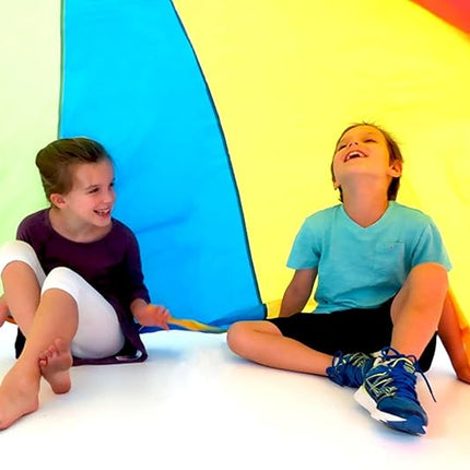 Play Platoon Rainbow Parachute Toy for Kids, 6 ft Play Parachute Game with 8 Handles, PE Equipment for Elementary School Gym Class, Backyard/Indoor Equipment