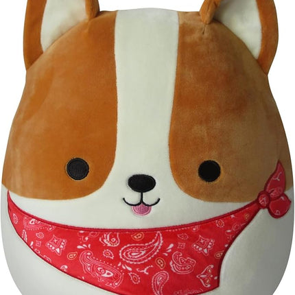 Squishmallows Original 12-Inch Reginald Corgi with Red Bandana - Medium-Sized Ultrasoft Official Jazwares Plush