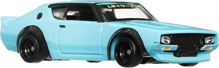 Hot Wheels Premium Car Team Transport Set, LBWK Liberty Walk Nissan Skyline 2000GT-R, Fleet Flyer #69 Truck and Car, 1:64 Scale, Blue Model