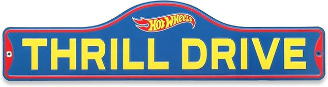 Mattel Hot Wheels Metal Sign - Thrill Drive Hot Wheels Street Sign for Bedroom, Play Room or Garage