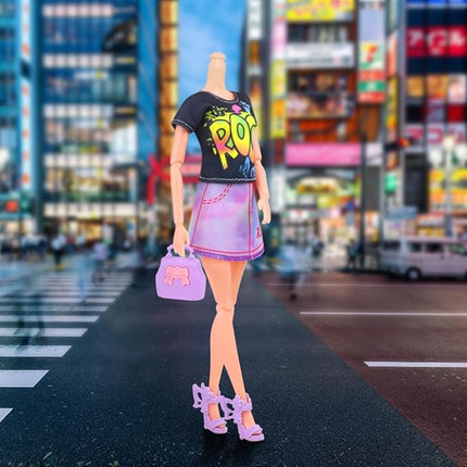 17 Pcs Doll Clothes and Accessories Suitcase Travel Set - Miniature Laptop Computer Tablet Phone, Suitcase,Backpack Bag,Clothes Set,Shoes,Telescope,Dollars,Omelette Toast Set for 11.5" Doll