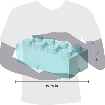 Room Copenhagen, LEGO Brick Box Stackable Storage Containers - Organizational Building Blocks - 19.69 x 9.84 x 7.09 Inches - Brick 8, Aqua