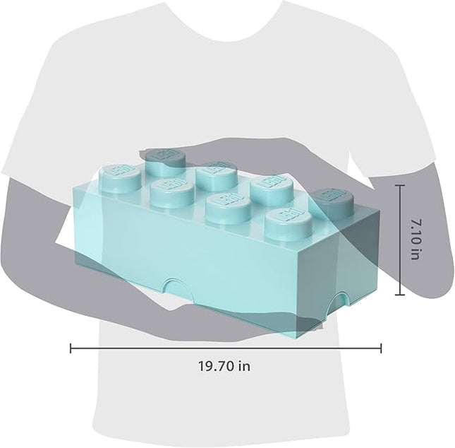 Room Copenhagen, LEGO Brick Box Stackable Storage Containers - Organizational Building Blocks - 19.69 x 9.84 x 7.09 Inches - Brick 8, Aqua